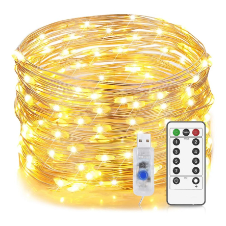 Гирлянда LED Роса от USB 100м, 1000LED + пульт, Тёплый белый - 1