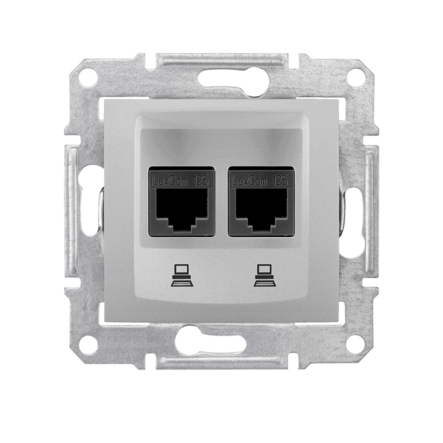 Розетка комп'ютерна 2я 5е, Schneider Electric Sedna, алюміній, SDN4400160 - 1