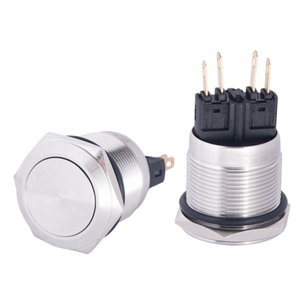 Кнопка металлическая АСКО-УКРЕМ TYJ 22-211, плоская 22мм, 1NO+1NC, A0140010124