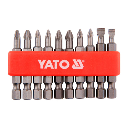 Набір біт на плоску викрутку YATO YT-0483, кв. 1/4" L=50мм (10шт) - 1 Набір біт на плоску викрутку YATO YT-0483, кв. 1/4" L=50мм (10шт) - 1