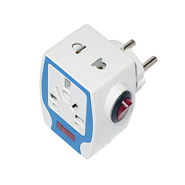 Переходник английский с кнопкой Camry белый 10А 250В