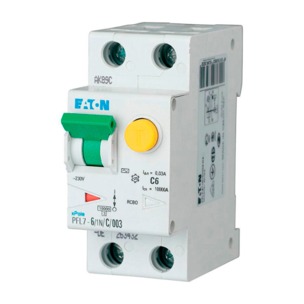 Дифференциальный автоматический выключатель EATON PFL7-6/1N/C/0.03, 263432 - 1