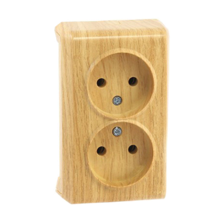 Розетка подвійна без заземлення VIKO VERA, 90682055, дуб - 1