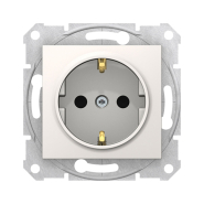 Розетка с заземлением, и шторками, Schneider Electric Sedna, слоновая кость, SDN3000123