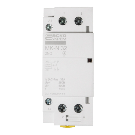 Контактор модульний АСКО-УКРЕМ МК-N, 2р, 32А, 2NO, A0040030031 - 1
