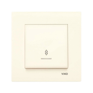 Вимикач 1 кл., прохідний з підсвіткою VIKO KARRE, 90960163, крем