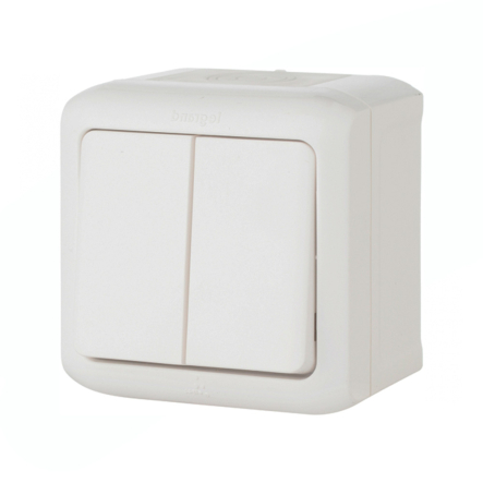 Вимикач LEGRAND QUTEO двоклавішний, IP44, 10A, білий, 782302 - 1