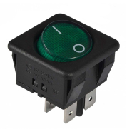Переключатель 1 клав. зеленый круглая клавиша KCD2-10-201 GR/B GR/B, АСКО-УКРЕМ, A0140040127