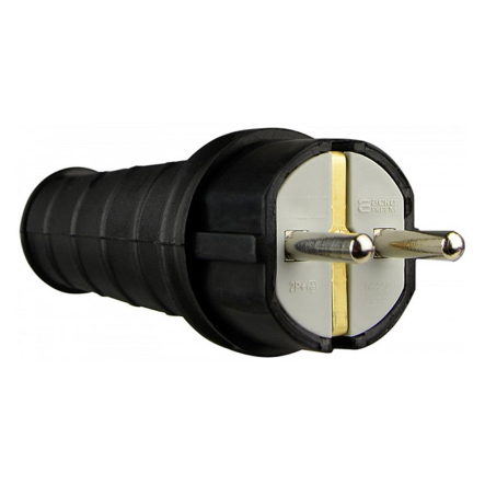 Вилка каучуковая удлиненная 2Р + PE 16А IP44