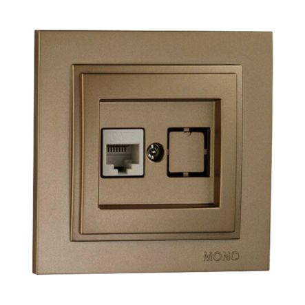 Розетка комп'ютерна RJ45 CAT 6, Mono Electric, DESPINA, бронза, 102-232305-125 - 1