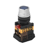 Кнопка IEK ABLF-22 синя d22мм неон/240В 1з+1р