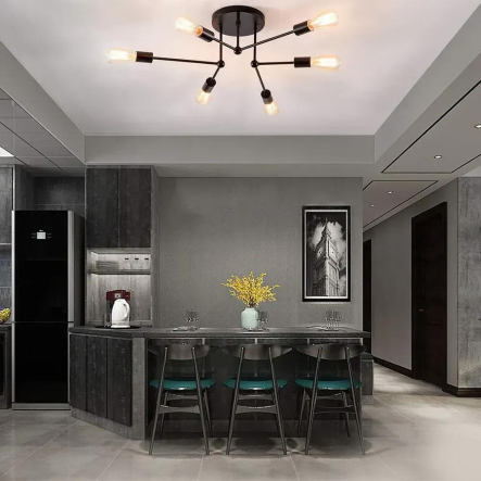 Люстра BELFAST Е27х6 R 740x190 BLACK 220-IP20, чёрная