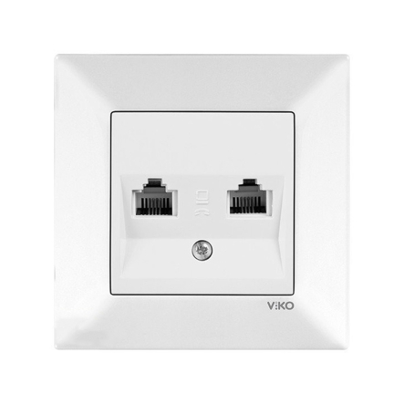 Розетка комп'ютерна + телефон VIKO Meridian, 90970035-WH, біла - 1