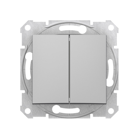 Выключатель двухклавишный Schneider Electric Sedna, алюминий, SDN0300160 - 1