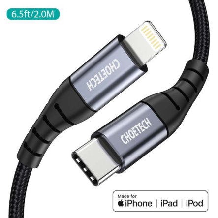 Кабель Choetech IP0041-BK, Power Delivery (PD), C-папа/Lightning, 2 м