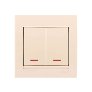 Вимикач Lezard DERIY двоклавішний, з підсвічуванням, крем, 702-0303-112