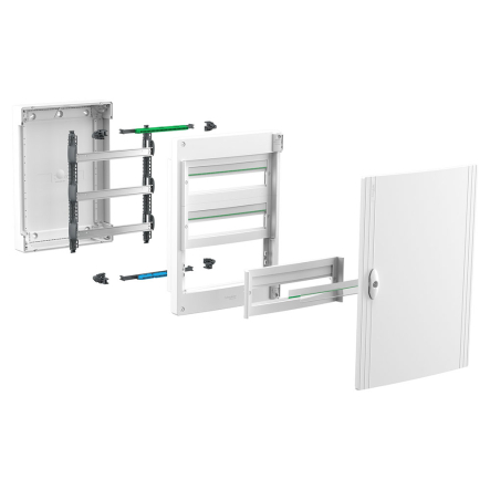 Щит накладной пластиковый SCHNEIDER PrismaSeT XS LVSXQ318, 54 модуля, IP40, белые двери, 3ряда/18М