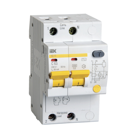 Диференціальний Автоматичний вимикач IEK АД-12 2р 50А 30мА - 1
