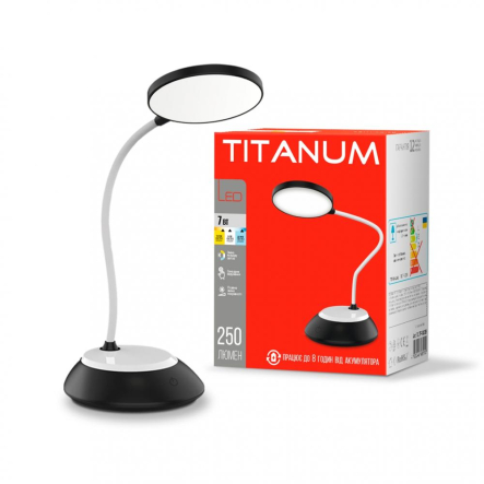 Настольная лампа аккумуляторная TITANUM TLTF-022B, LED, 7 Вт, 3000-6500K, USB, черная, 26844 - 1