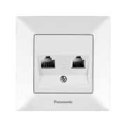 Розетка компьютерная двойная RJ45 CAT5e, Panasonic Arkedia Slim, белая, 04062WH