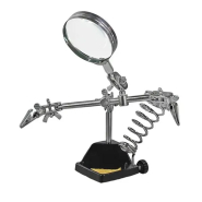 Лупа настільна з підставкою під паяльник Lemanso та 2 затискачі крокодил/ LM9130