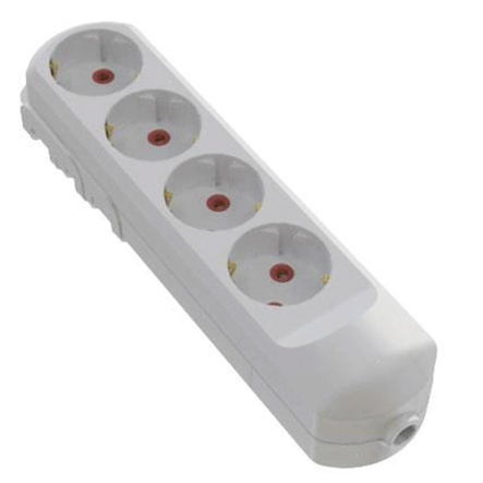 Колодка NEOMAX 4 гнезда с заземлением, белая, NX501400 - 1