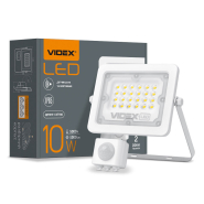 Прожектор LED VIDEX VL-F2e105W-S, 10W, 5000K, 220V із датчиком руху, чорний