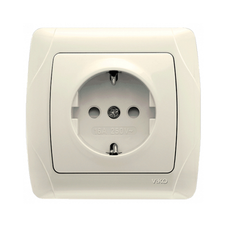 Розетка с заземлением со шторками VIKO CARMEN, 90562042, крем - 1