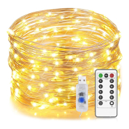 Гирлянда LED Роса от USB 100м, 1000LED + пульт, Тёплый белый