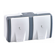 Розетка двойная с заземлением Mono Electric, OCTANS, бело-серая, IP54, 154-020007-120