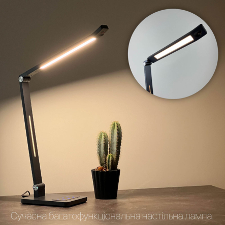 Настольная лампа Violux, HILTON 10W 600Lm, 3000-6500K, серая металлик, 530601