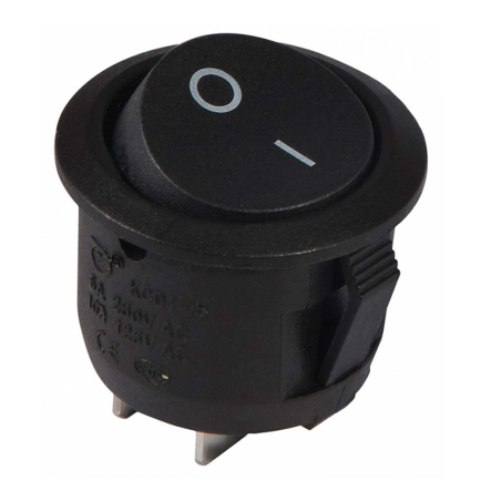 Переключатель 1 клав. круглый черный KCD1-5-101 B/B, АСКО-УКРЕМ, A0140040067 - 1
