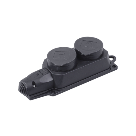 Колодка для подовжувача 2-місна РБ32-1-0м, із захисними кришками, IP44, ОМЕГА IEK PKR62-016-2-UA - 1