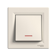 Выключатель одноклавишный, с подсветкой, самозажимной, Schneider Electric ASFORA, крем, EPH1400123