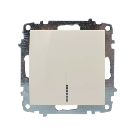 Выключатель EL-BI ZENA, 1 кл., с подсветкой, (механизм), крем, 609-010300-201 - 1