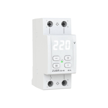 Реле напряжения однофазное ZUBR D2-40, 40 A, двухмодульное, компактное - 1