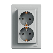 Розетка двойная, с заземлением, Schneider Electric ASFORA, алюминий, EPH9900161