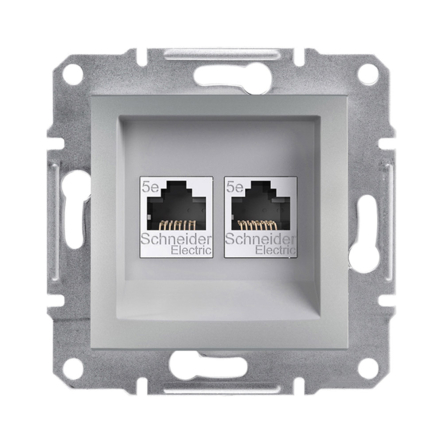 Розетка комп'ютерна 2-я Schneider Electric ASFORA, алюміній, EPH4400161 - 1