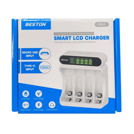 Зарядное устройство BESTON, 4 канала LED инд., поддерживает Li-ion, Ni-MH та Ni-Cd AA (R6)