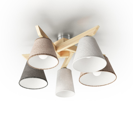 Люстра N&B Light "ЙОКЕ" 40009, 5хЕ14, 520х260 мм, сосна