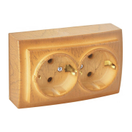 Розетка двойная с заземлением Дуб Themis