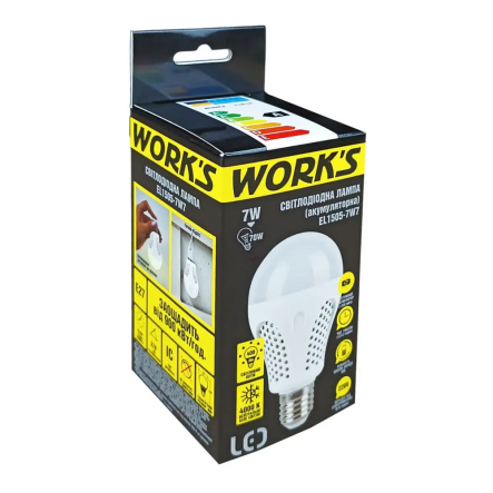 Лампа аккумуляторная LED Work's EL1505-7W7, 4000К, 500Lm, E27 - 5