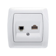 Розетка комплексная (компьютерная+телефон) (RJ45-RJ11, Cat6+Cat3) VIKO CARMEN, белый