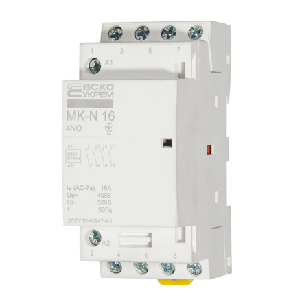 Контактор модульный АСКО-УКРЕМ МК-N, 4р, 16А, 4NO, 220V, A0040030026