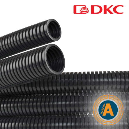 Труба гофрированная DN48мм, ДКС, PA604855F2, V2, Dвн 47,4мм, Dнар 54,5мм, полиамид 6, цвет чёрный - 1