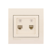 Розетка телефонная евро Lezard DERIY двойная, крем, 702-0303-138