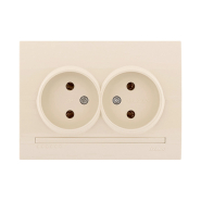 Розетка Lezard DERIY подвійна без заземлення, крем, 702-0303-128