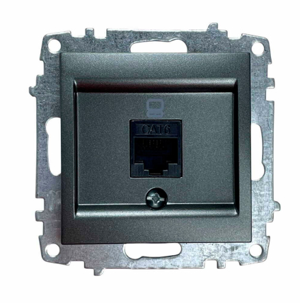 Розетка компьютерная EL-BI Zena (механизм), черная, 609-011100-247 - 1