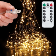 Гирлянда LED Конский хвост от USB (3м, 20 ниток) 600LED + пульт, Теплый белый