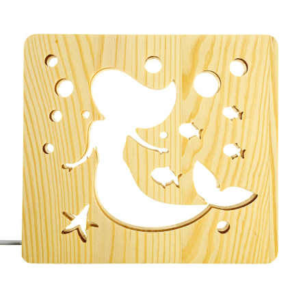 Ночник LED деревянный Русалочка (RGB/2)